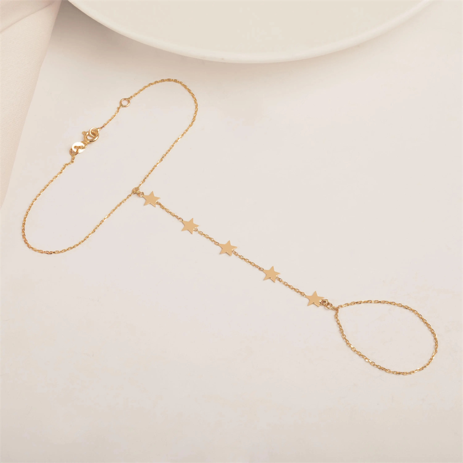 Gold Star Hand Chain Bracelet