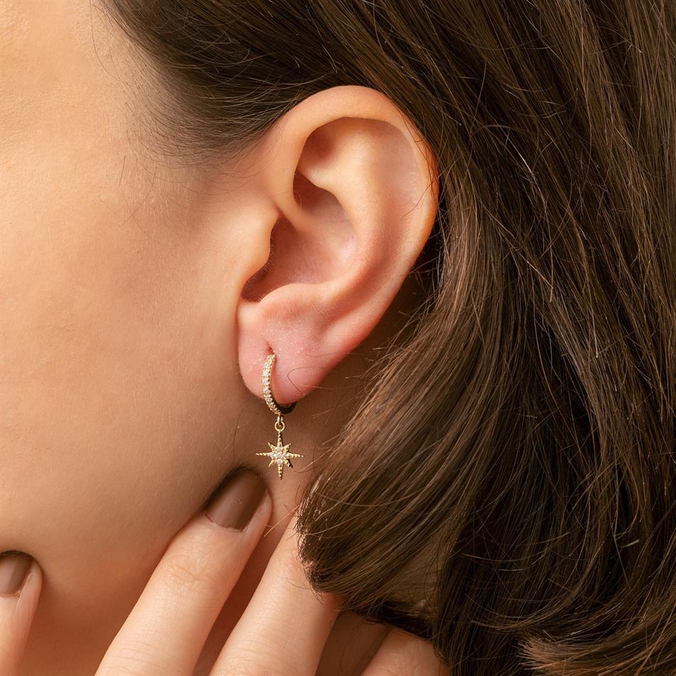 Gold Starburst Huggie Earrings