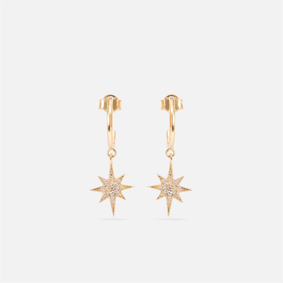 Solid Gold Star Hoop Earrings