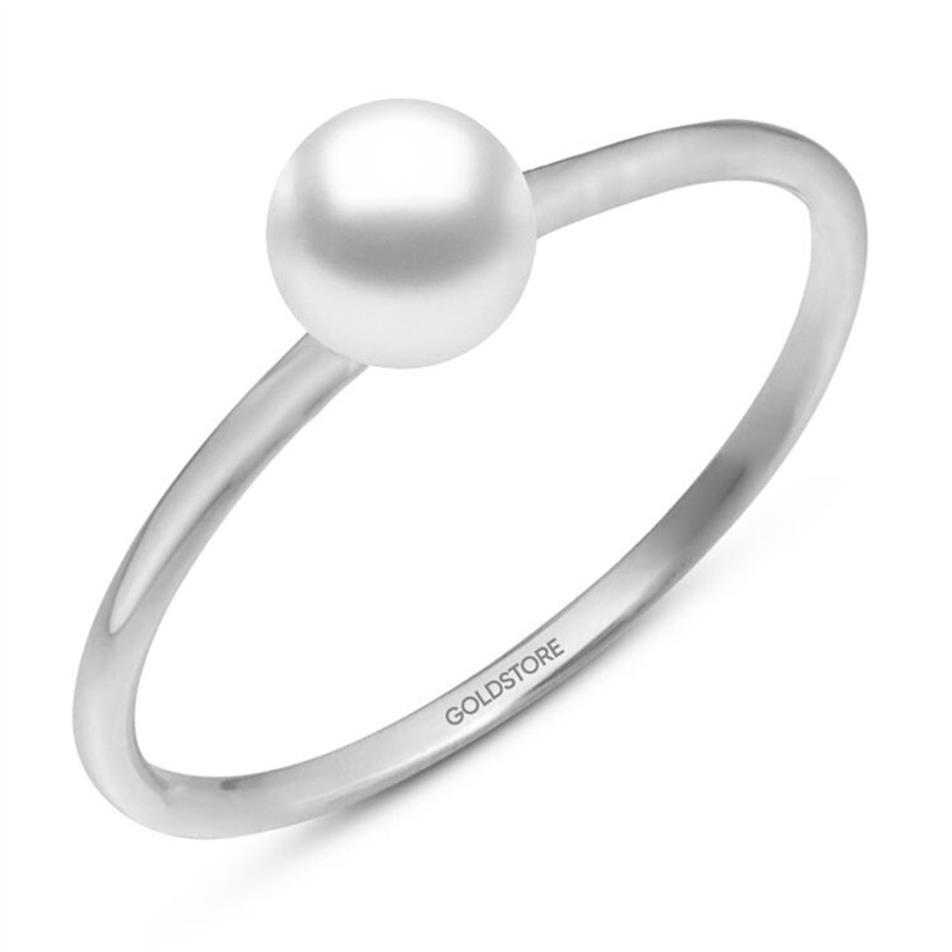 Solid Gold Dainty Pearl Ring