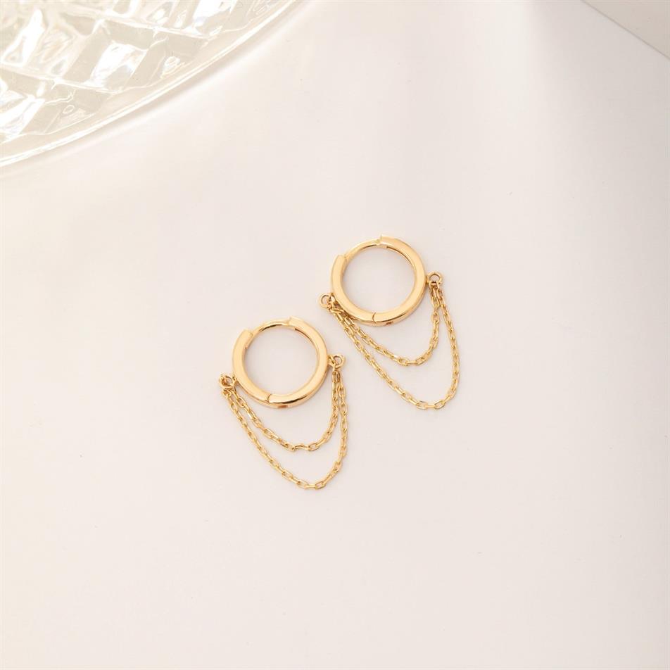Gold Double Chain Hoop Earrings