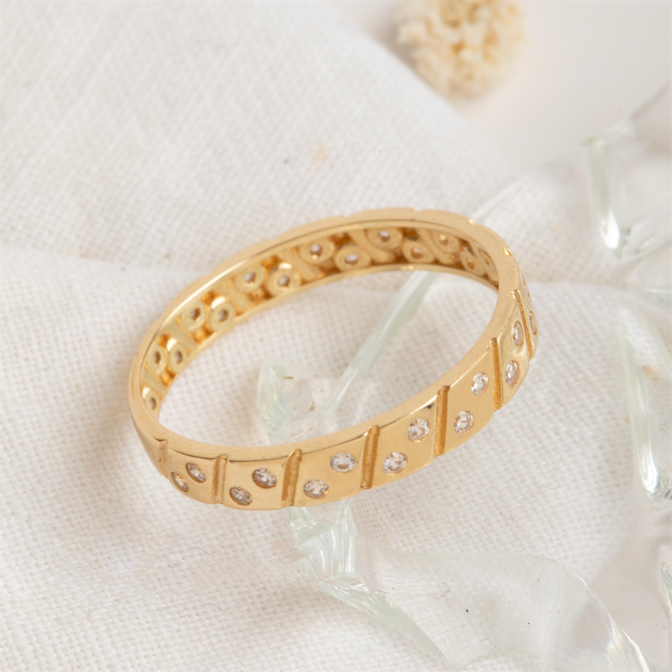 Gold CZ Stone Geometric Ring