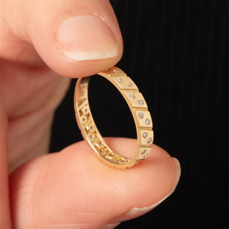 Gold CZ Stone Geometric Ring