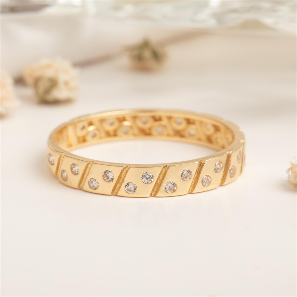 Gold CZ Stone Geometric Ring