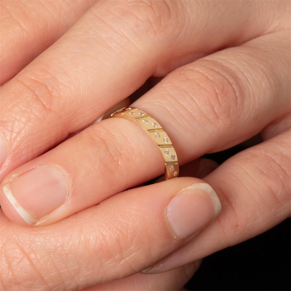 Gold CZ Stone Geometric Ring