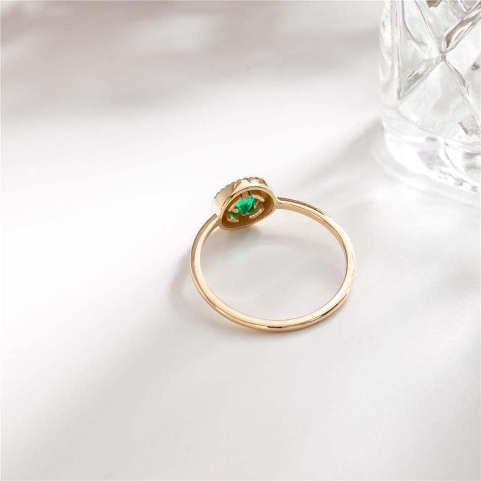 Solid Gold Round Emerald Ring