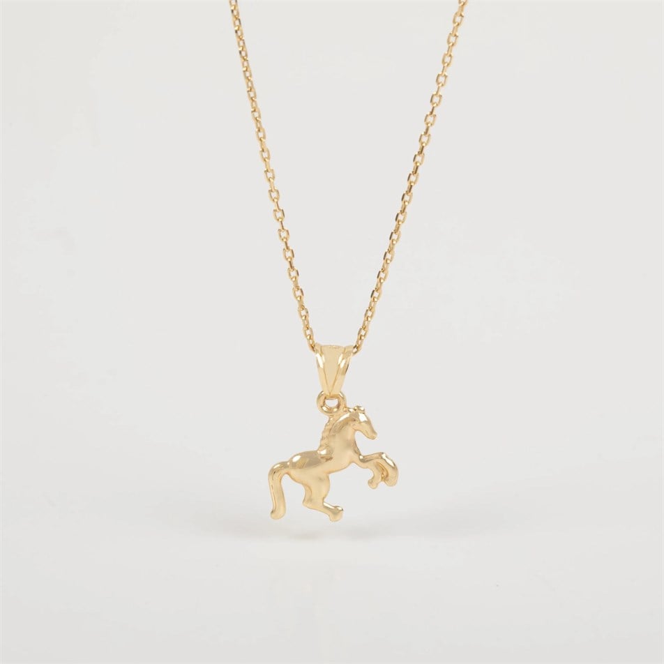 Majestic Horse Solid Gold Necklace