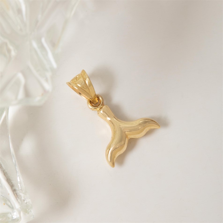 Whale Tail Solid Gold Necklace
