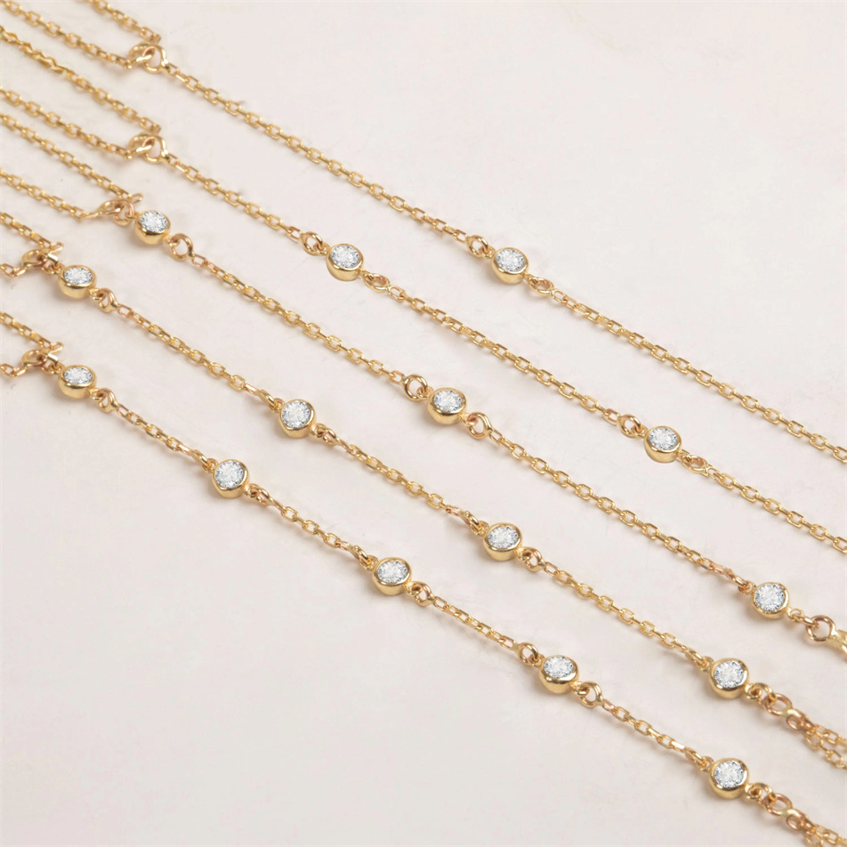 Gold Bezel Stone Hand Chain Bracelet