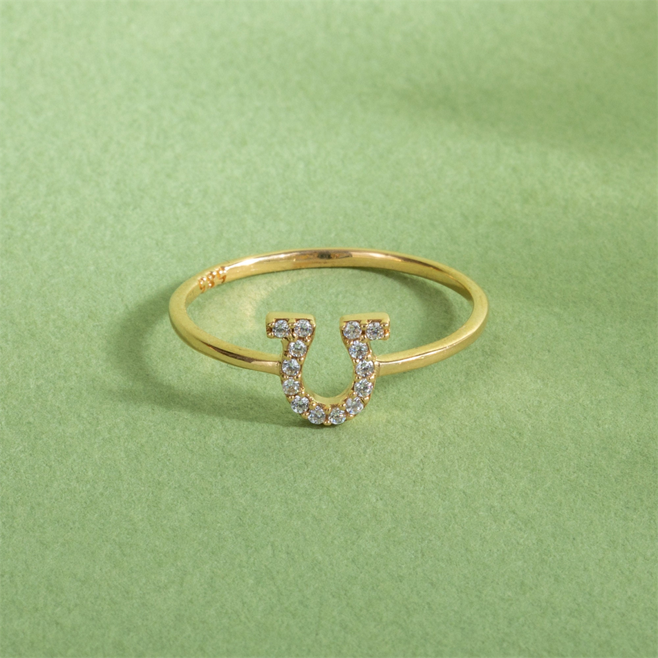 Altın At Nalı CZ Taşlı Yüzük