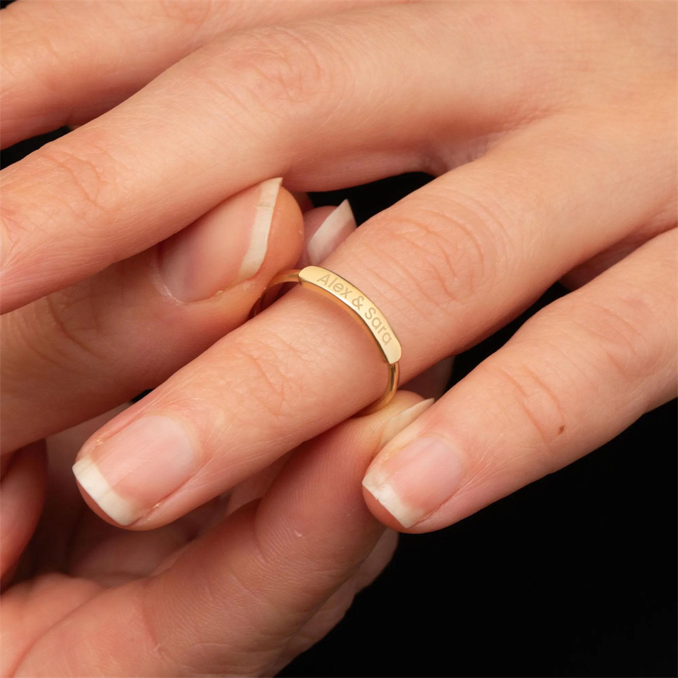 Gold Engravable Bar Ring