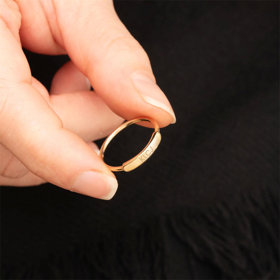 Gold Engravable Bar Ring