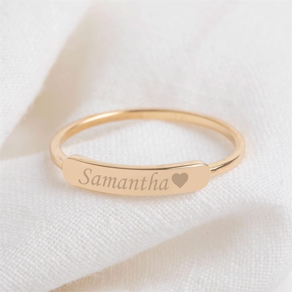 Gold Engravable Bar Ring