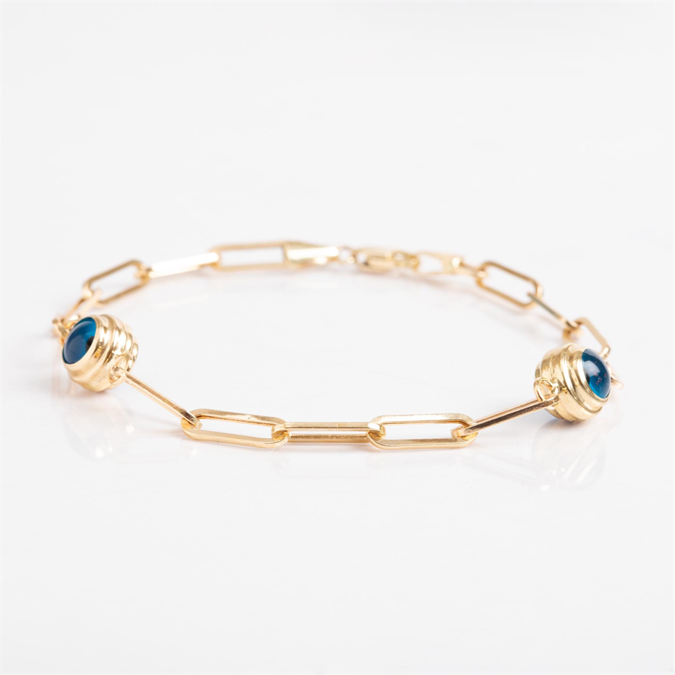 Gold Evil Eye Paperclip Bracelet