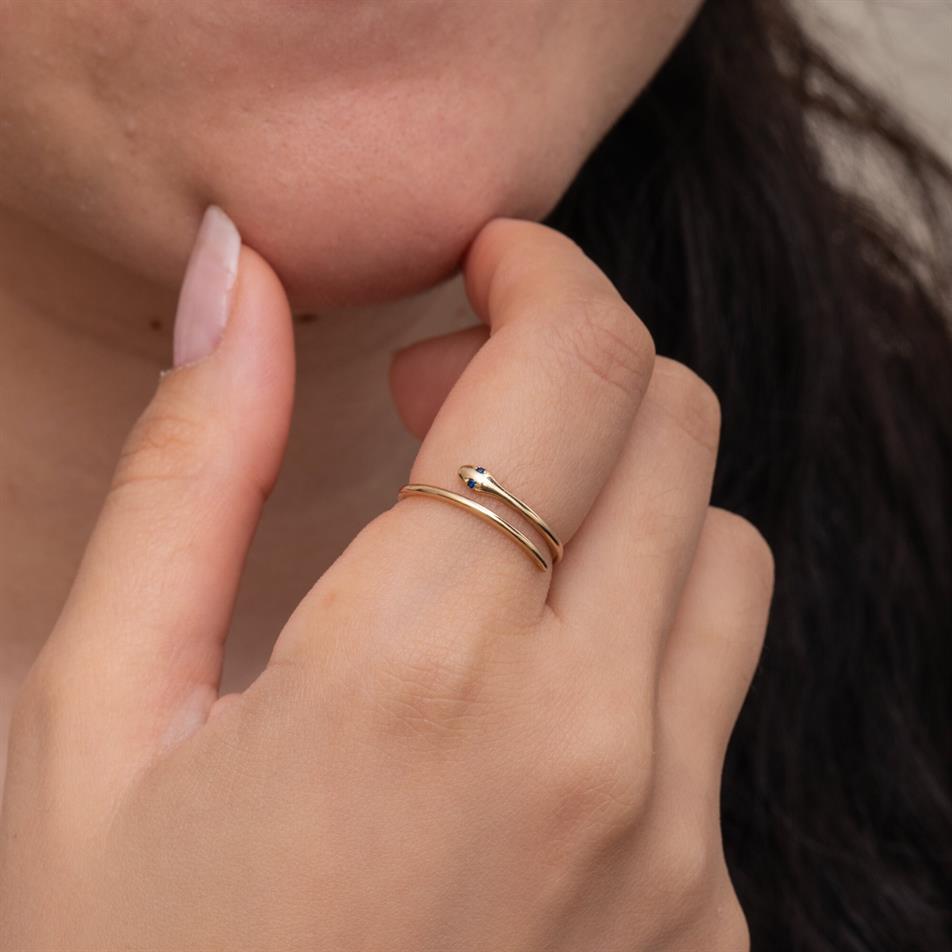 Altın Yılan Figürlü İnce Yüzük