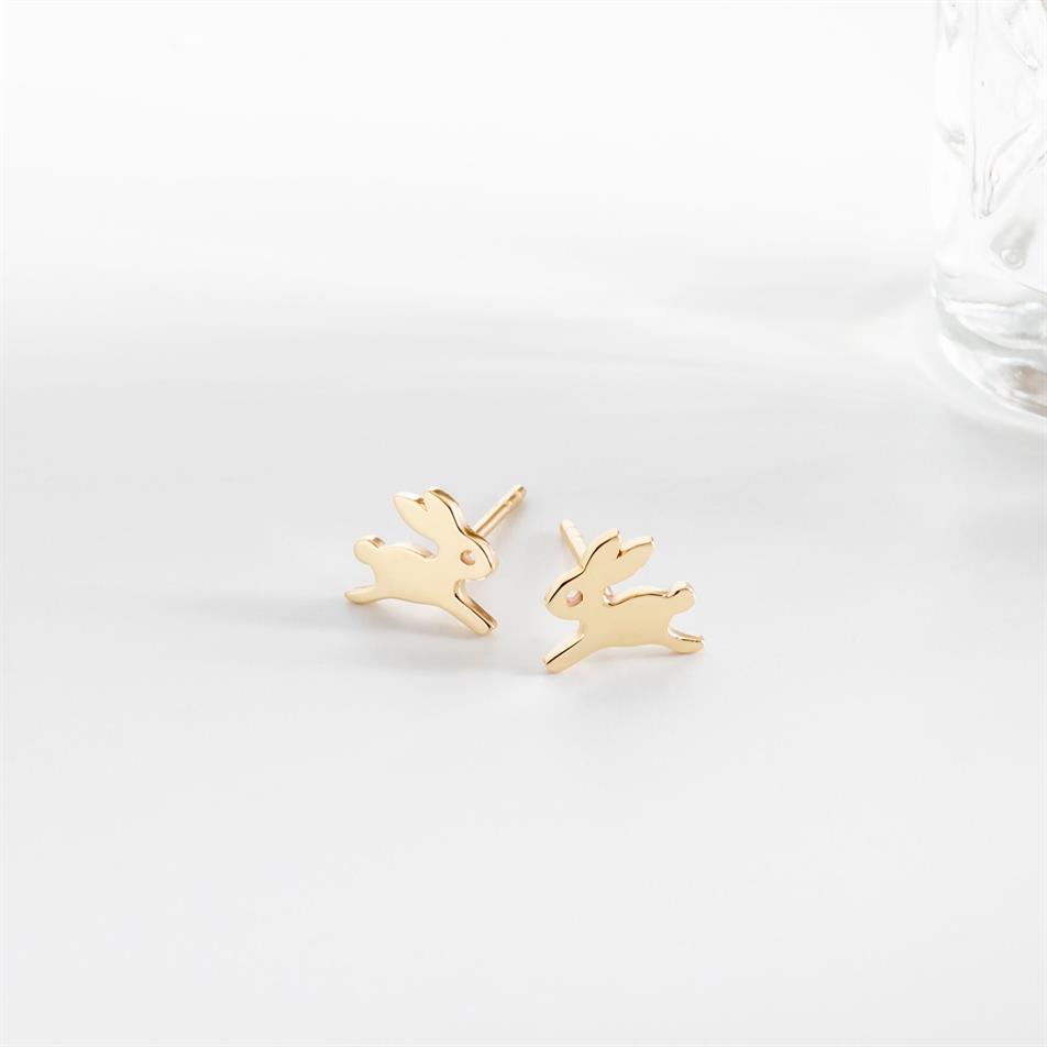 Gold Minimalist Rabbit Stud Earrings