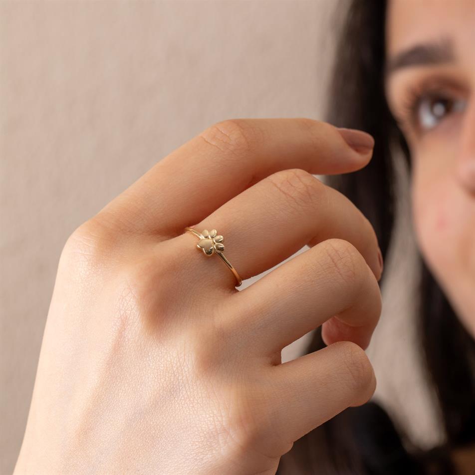 Altın Pati Figürlü Minimal Yüzük