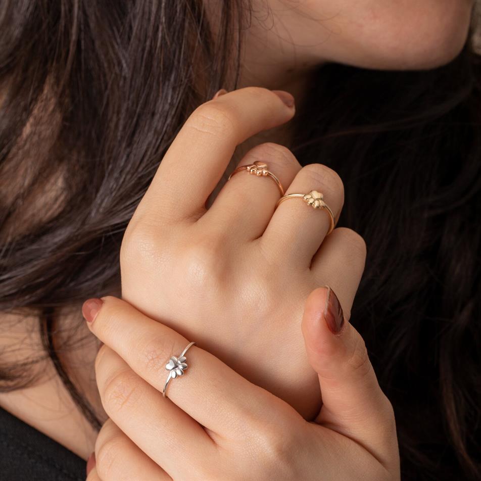 Altın Pati Figürlü Minimal Yüzük