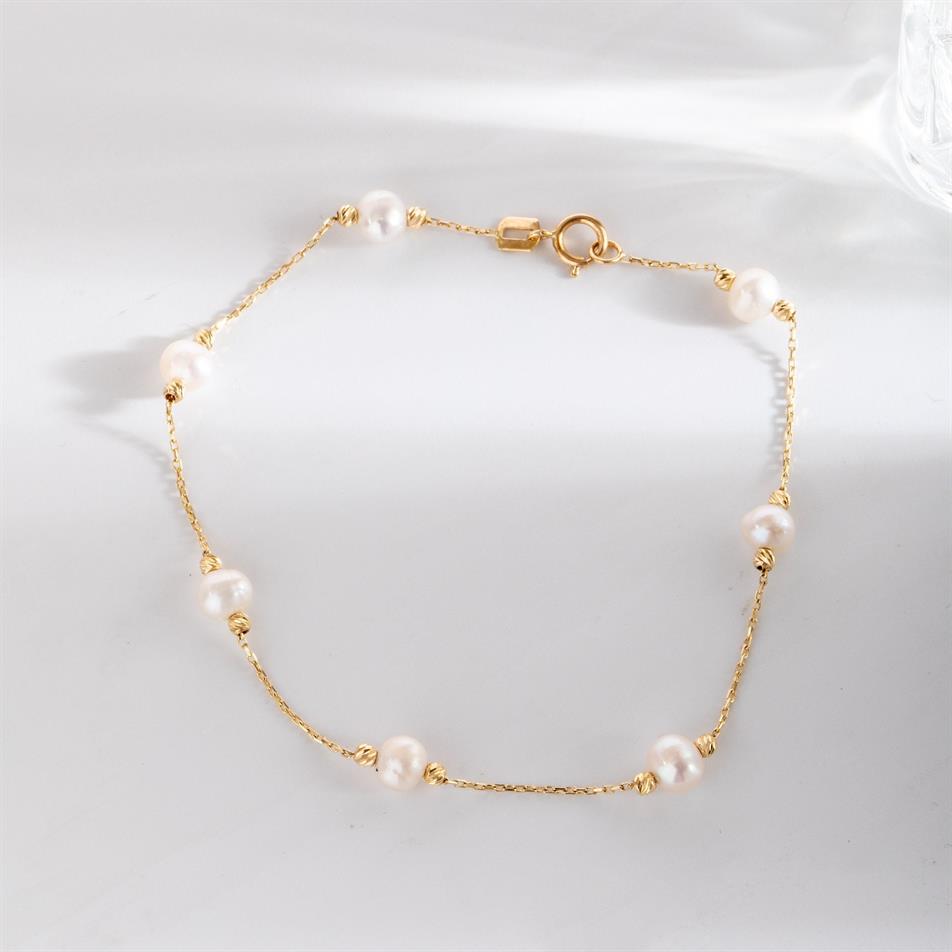 Gold Pearl Station Bracelet