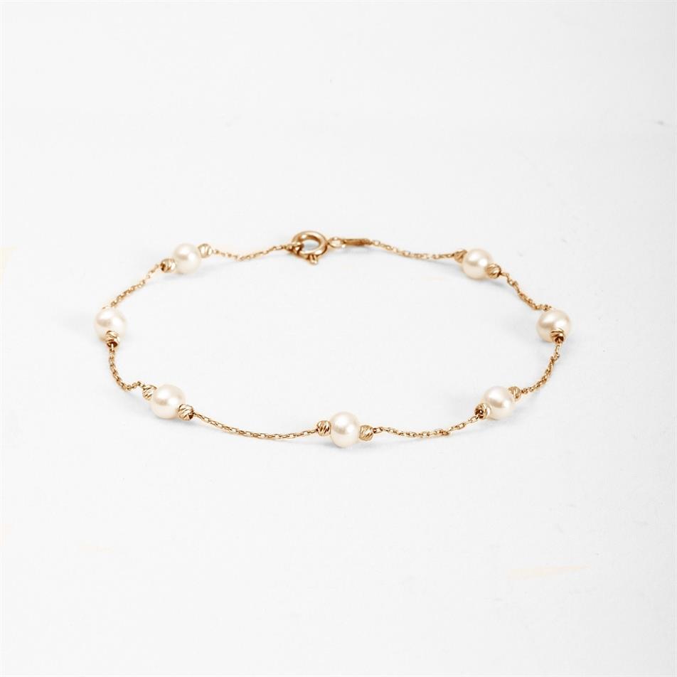 Gold Pearl Station Bracelet