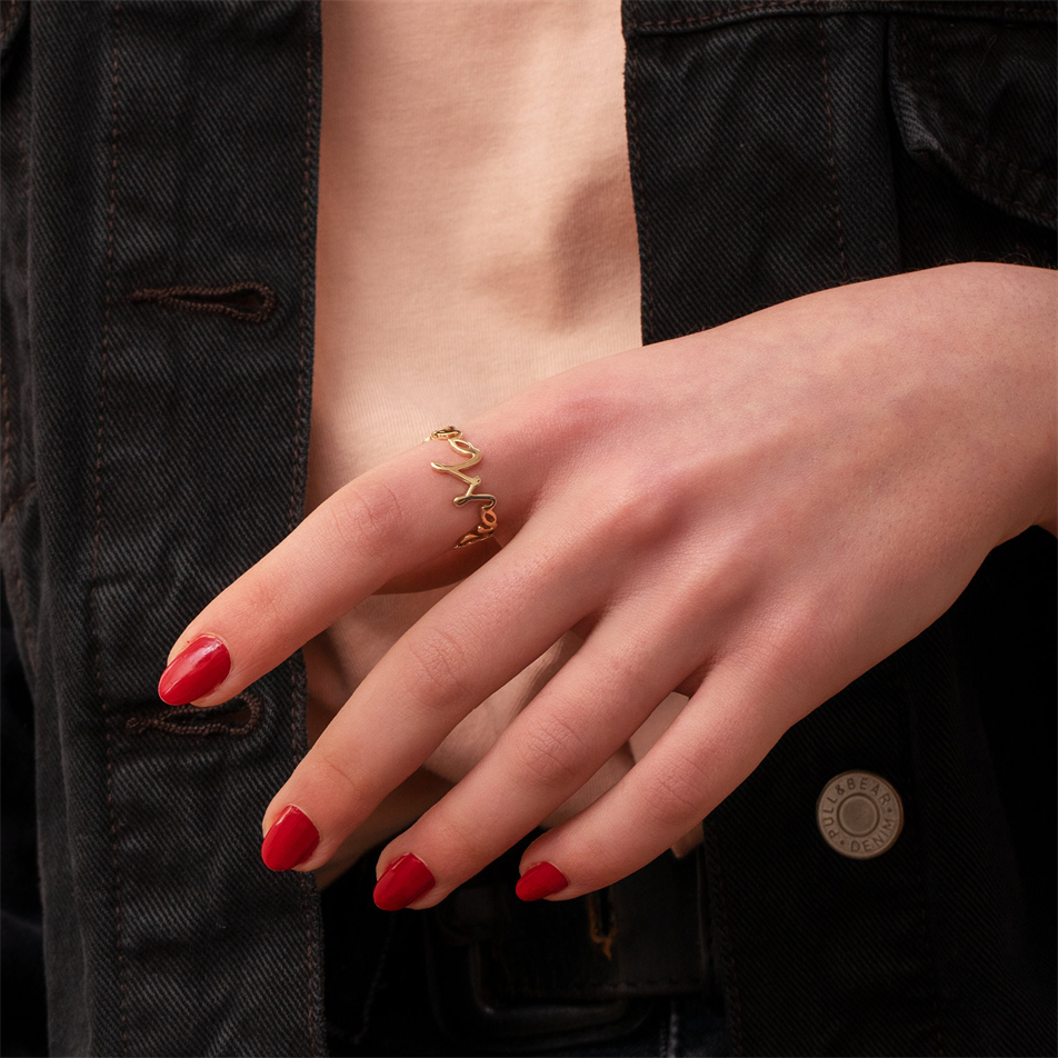 Altın Kişiye Özel İsim Yüzük