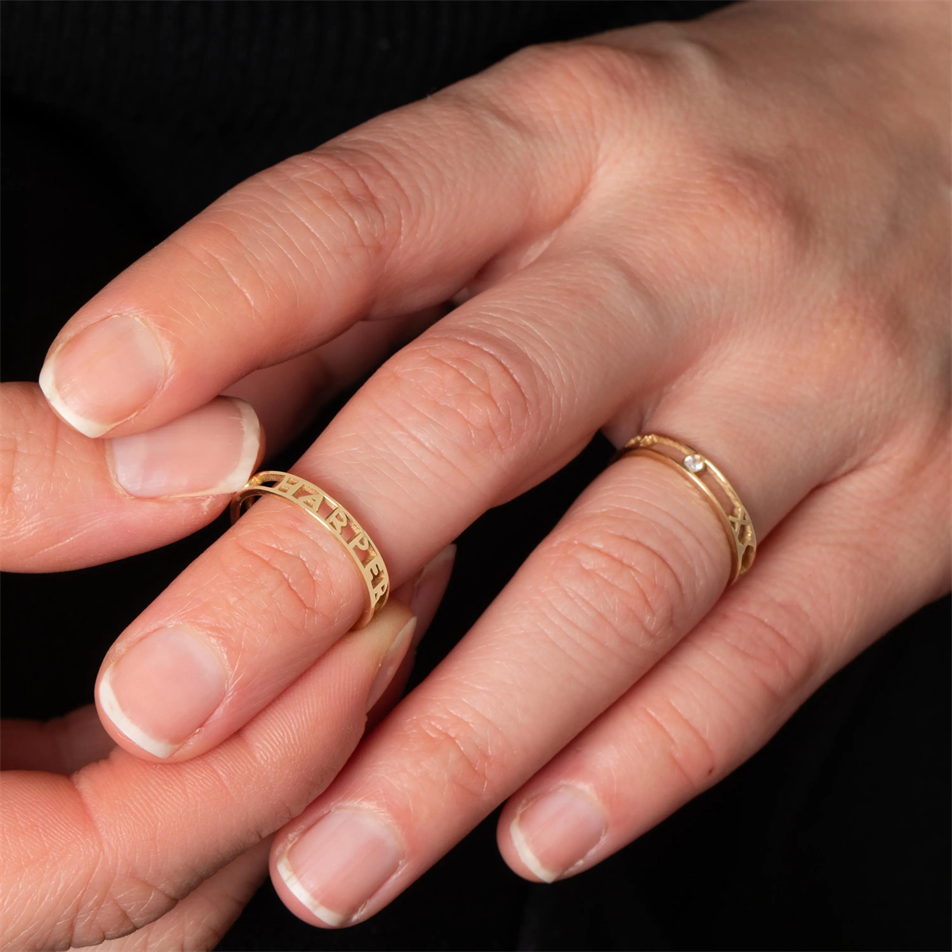 Gold Roman Numeral Birthstone Ring