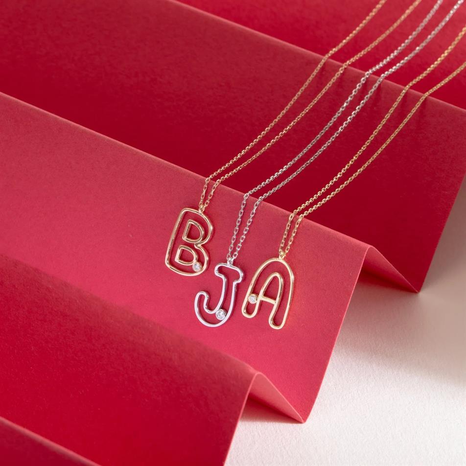 Solid Gold 0.01 ct. Diamond Letter Necklace