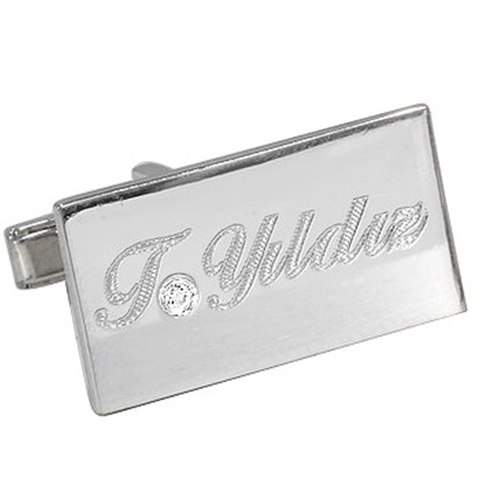 0.02 carat Diamond Name Cuff Link