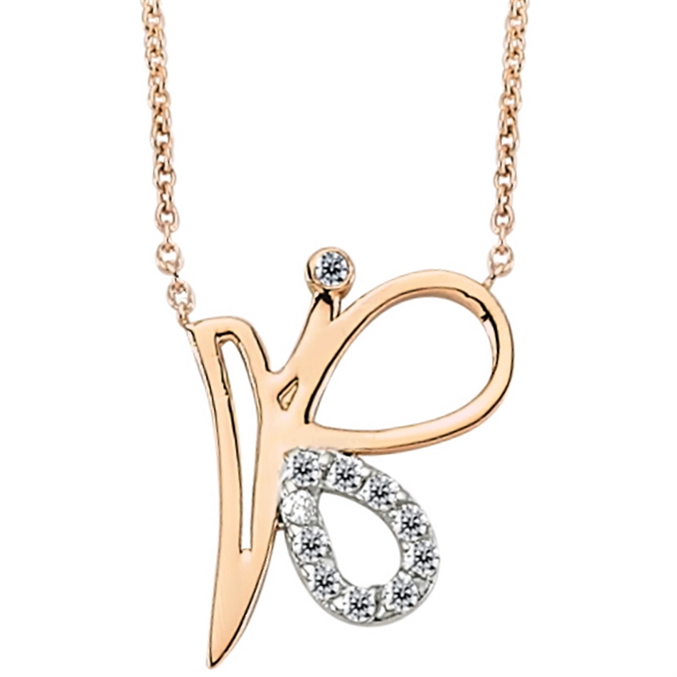 Solid Gold 0.05 ct Diamond Butterfly Necklace