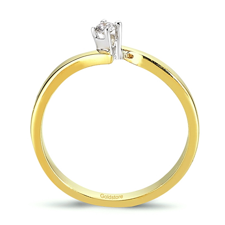 0.06 Karat Pırlanta Tektaş S Kollu Yüzük