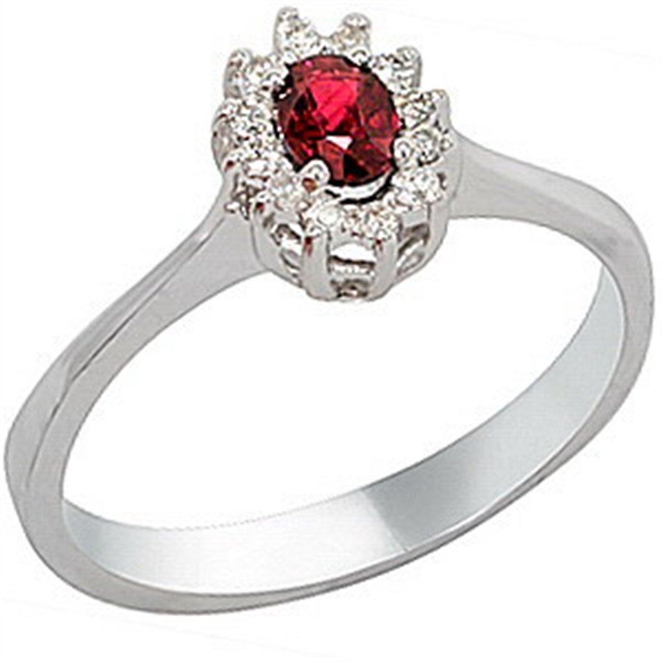 Solid Gold 0.08 ct Diamond Ruby Cluster Ring