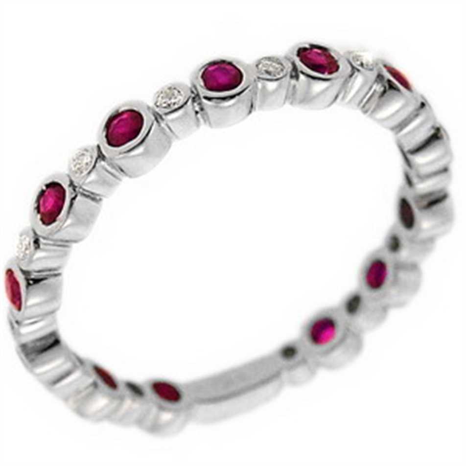Solid Gold 0.08 ct Diamond Ruby Eternity Ring