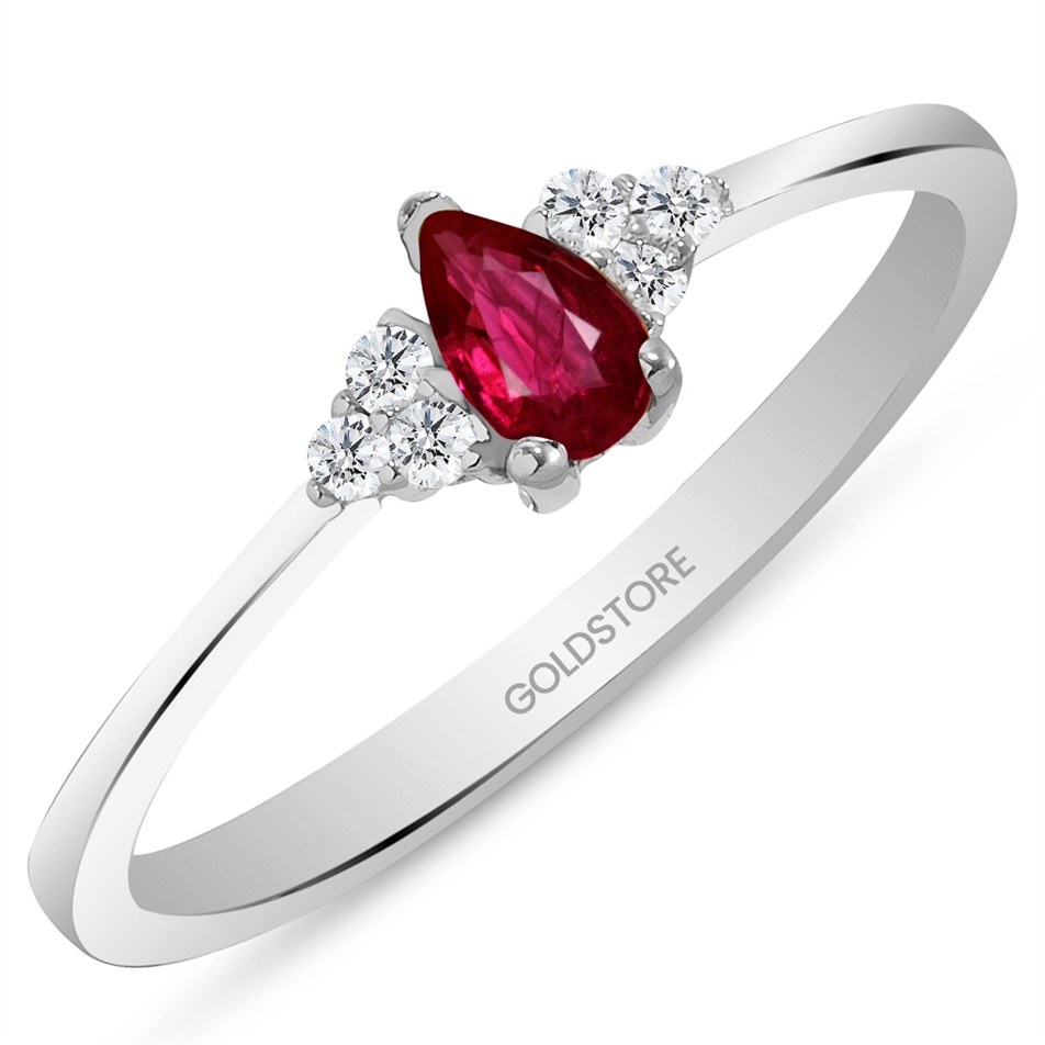 Solid Gold 0.08 ct Diamond Ruby Fancy Ring