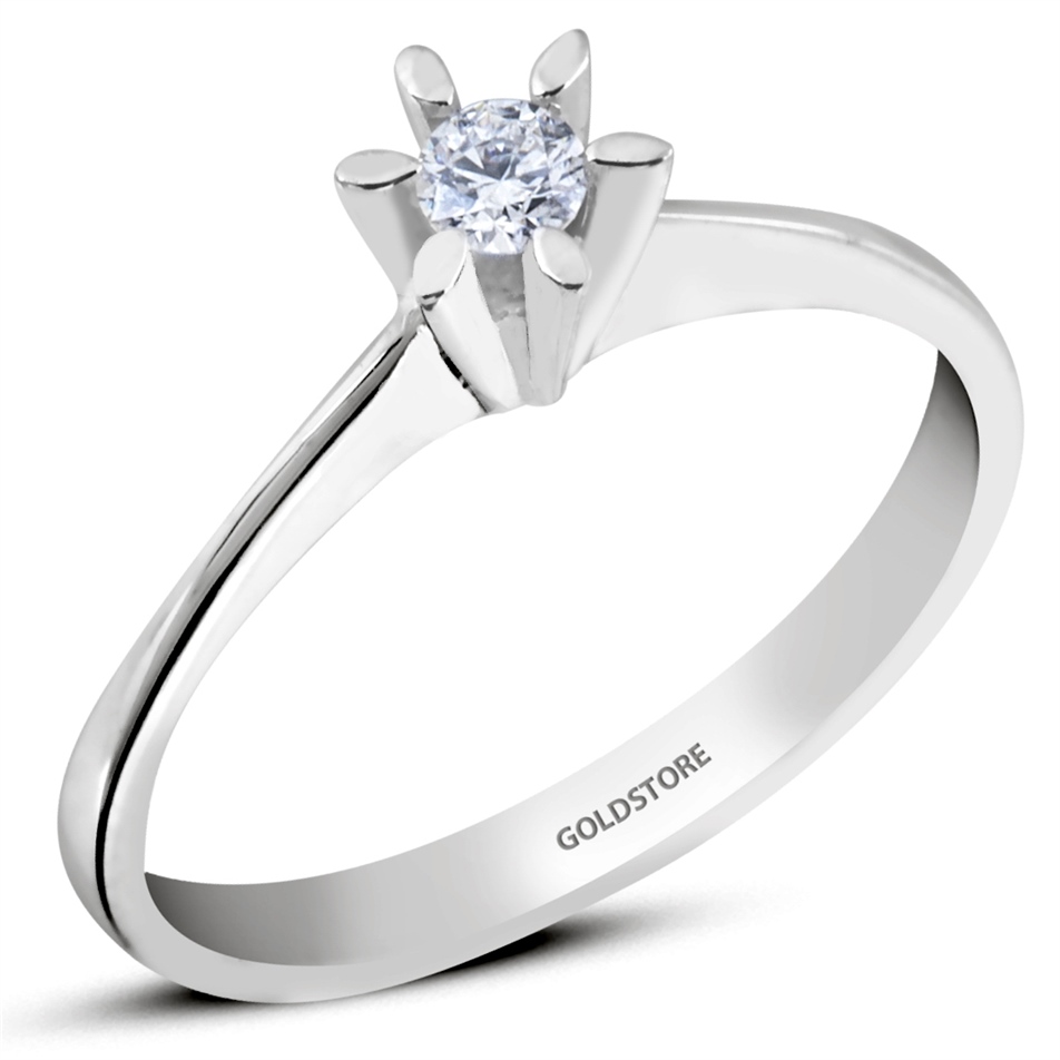 Solid Gold 0.09 ct. Diamond Solitaire Classic Ring