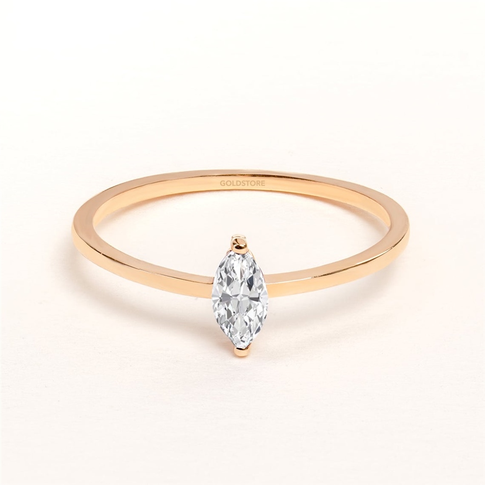 Solid Gold 0.10 ct. Diamond Marquise Ring