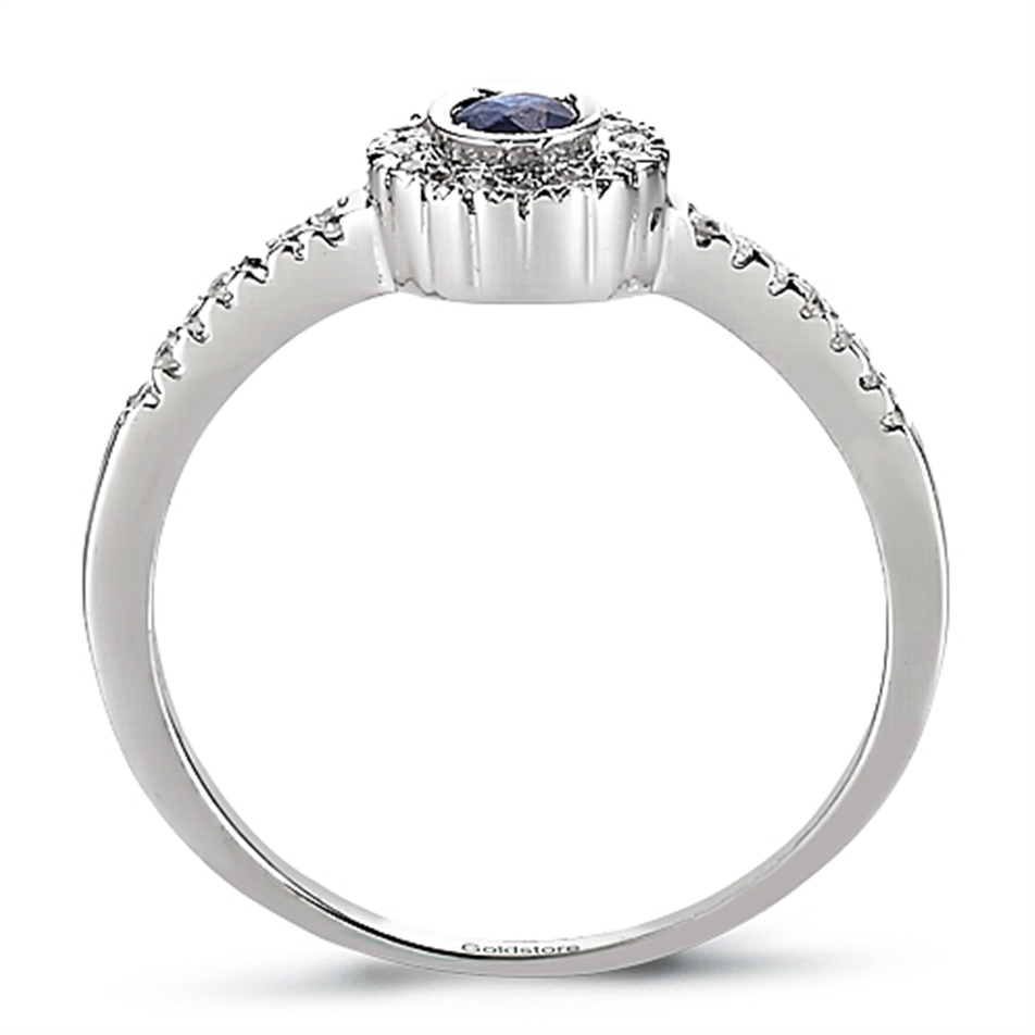 Solid Gold 0.11 carat Diamond Sapphire Fancy Ring