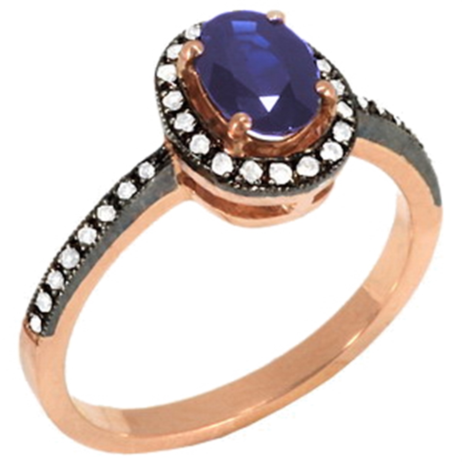 Solid Gold 0.12 ct Diamond Sapphire Cluster Ring