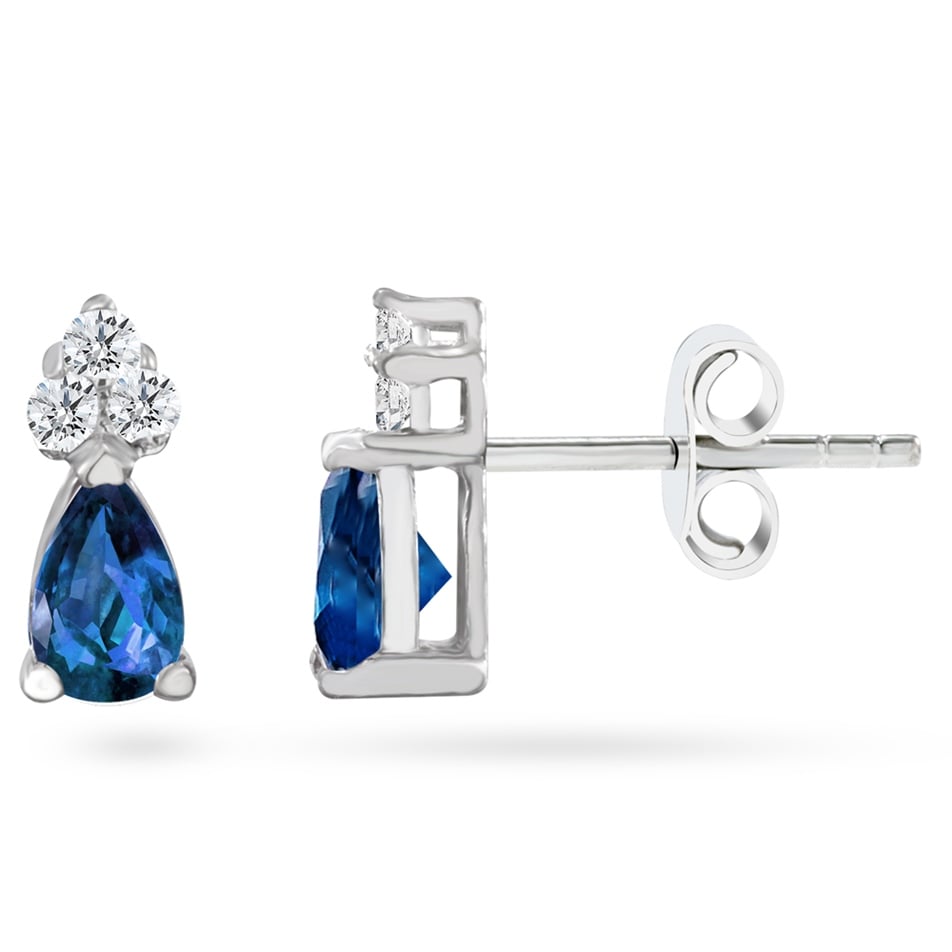 Goldstore-0.12 ct. Pırlanta Safir Küpe