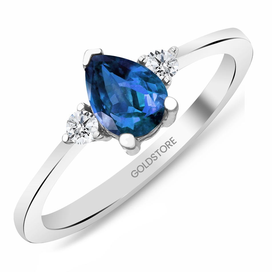 Solid Gold 0.12 ct Diamond Sapphire Ring