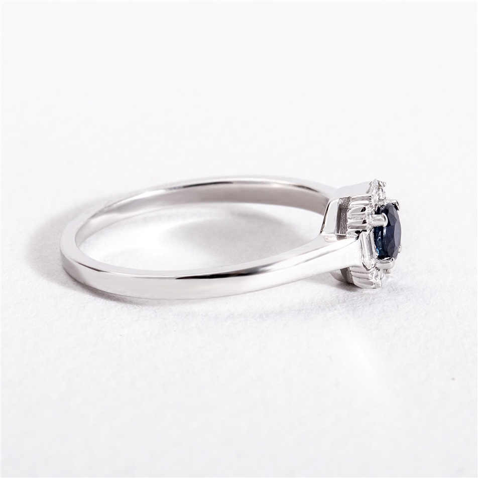 Solid Gold 0.14 ct. Diamond Sapphire Ring
