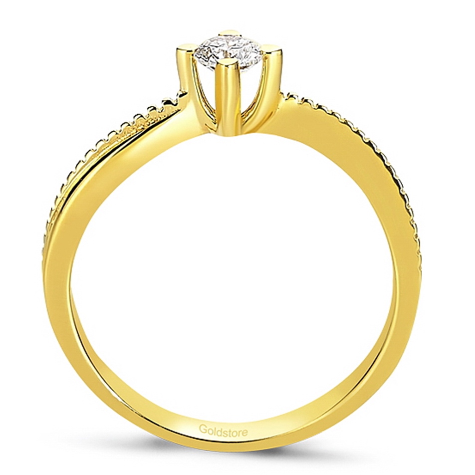 0.18 Karat Pırlanta Tektaş S Kollu Yüzük