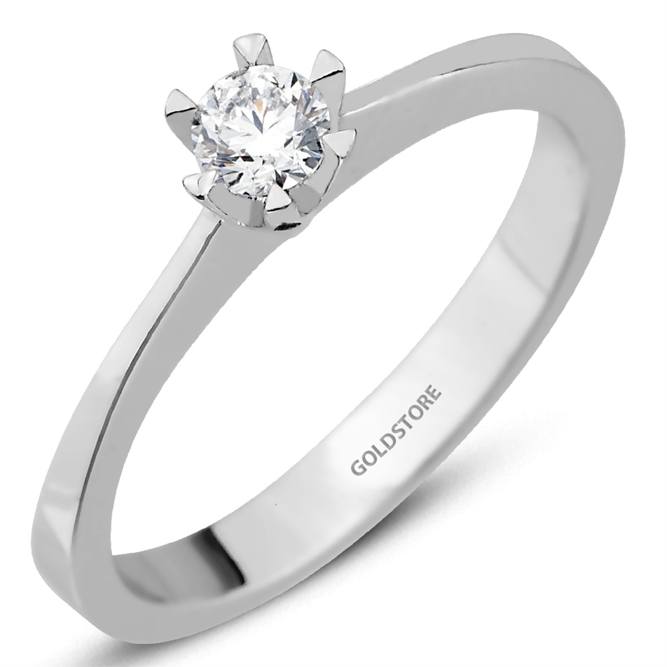 Solid Gold 0.2 ct Diamond Solitaire Classic Ring