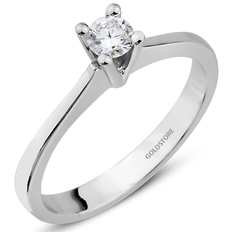 Solid Gold 0.2 ct Diamond Solitaire Classic Ring