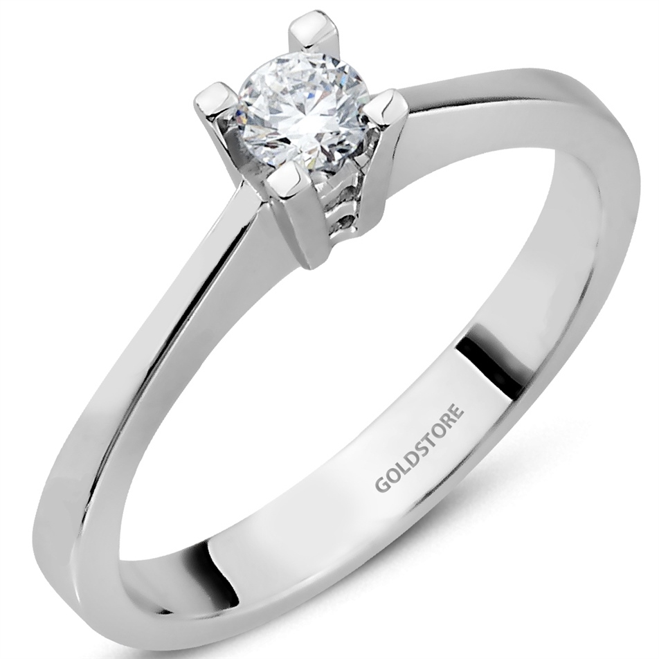 Solid Gold 0.2 ct Diamond Solitaire Classic Ring