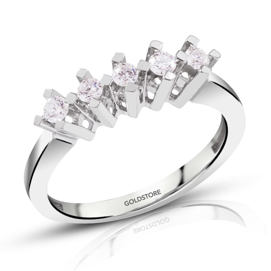 Solid Gold 0.25 ct. Diamond Five Stone Ring
