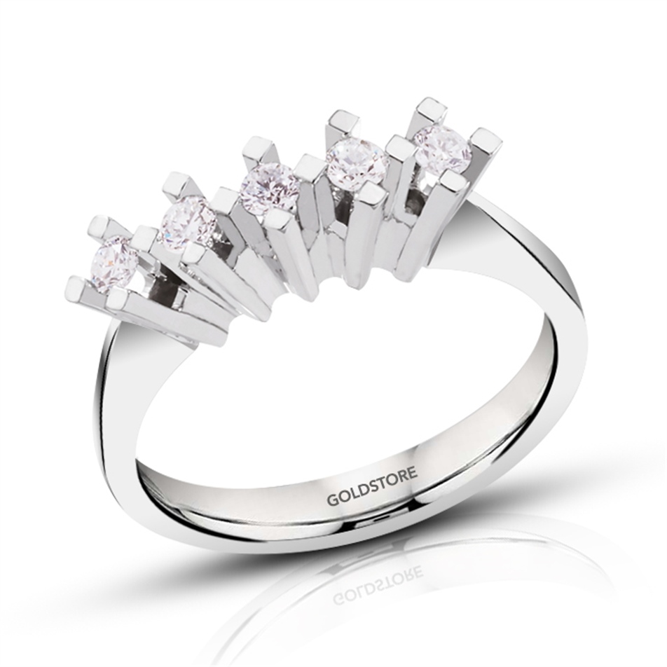 Solid Gold 0.25 ct. Diamond Five Stone Ring