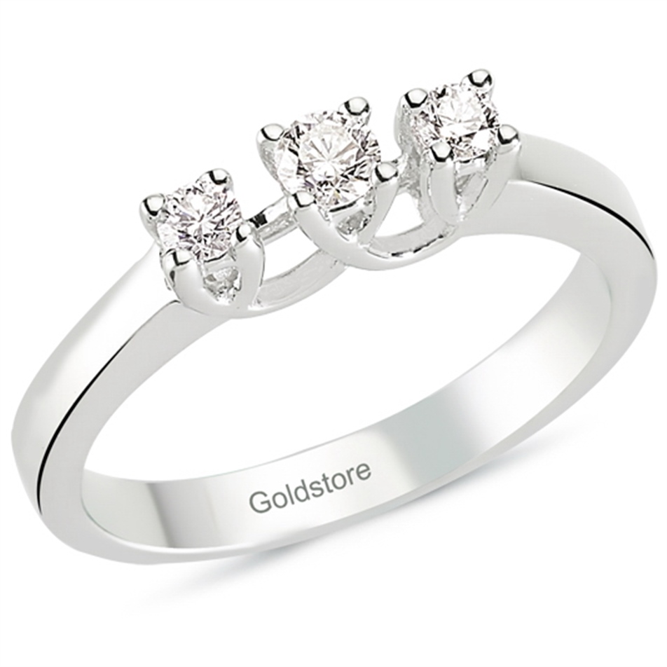 Solid Gold 0.25 ct Diamond Three Stone Ring