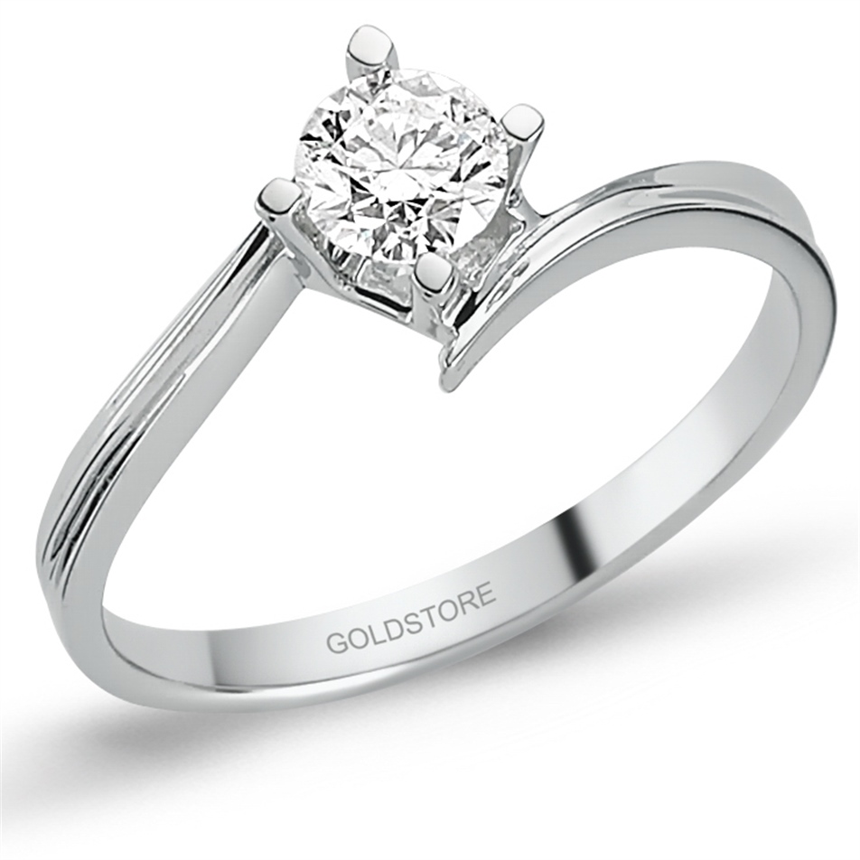 Solid Gold 0.28 ct Diamond Solitaire Bypass Solitaire Ring