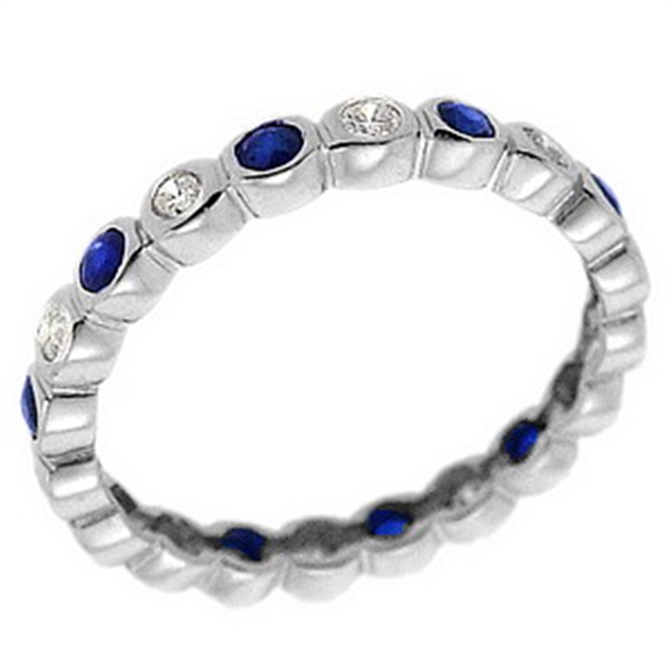 Solid Gold 0.28 ct Diamond Sapphire Eternity Ring