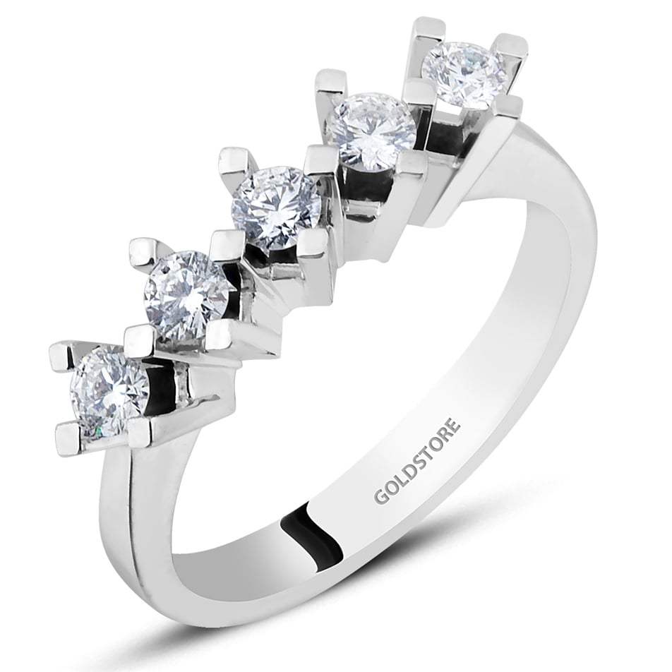 Solid Gold 0.35 ct Diamond Five Stone Ring